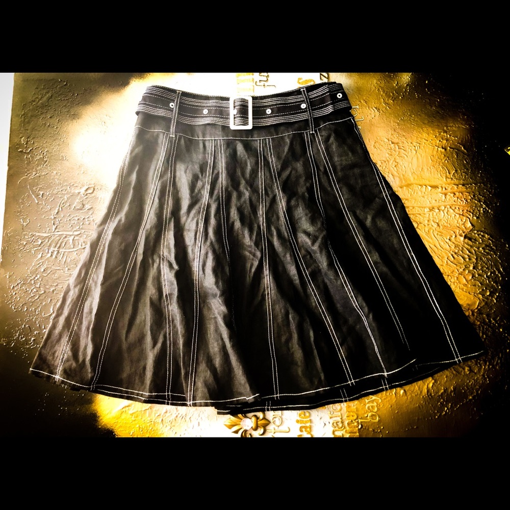 ⭐️Style & Co.⭐️. Black & White Belted Linen Skirt